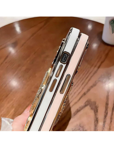 Funda Bumper YAOZOCASE Rosa para iPhone 14 Pro Max con Espejo