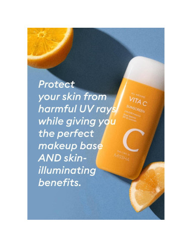 MISSHA Protector Solar Vita C SPF 50 - 69.9 ml, Ligero y No Pegajoso