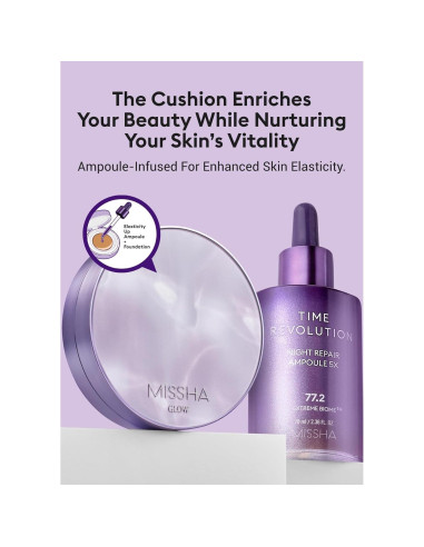 Base Cushion Missha No.17 Marfil Beige 14.17g Hidratante 24h