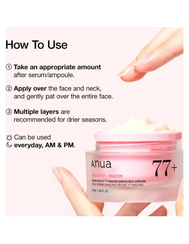 Crema Hidratante Facial Anua Niacinamida 50ml Piel Seca