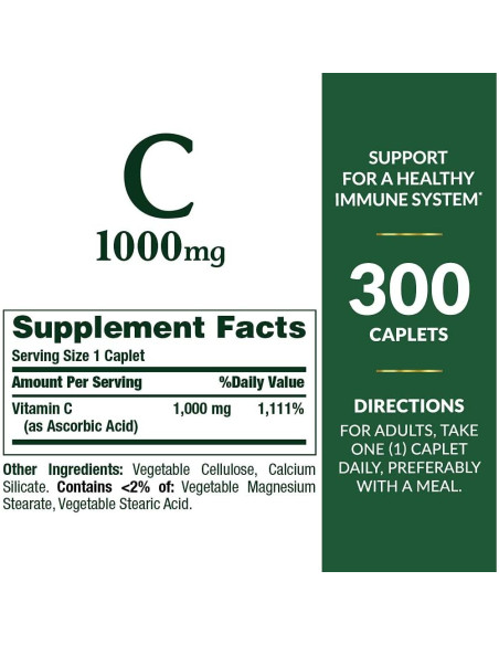 Suplemento de Vitamina C Nature's Bounty 1000mg 300 Tabletas