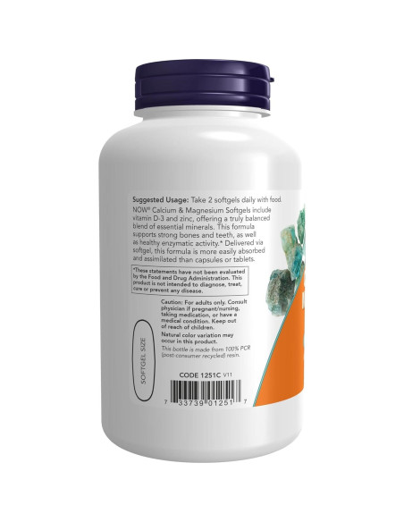 NOW Foods Calcio y Magnesio con Vitamina D3 y Zinc 120 Gelatinas NOW Foods Calcio y Magnesio con Vitamina D3 y Zinc 120 Gelatinas