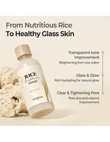 Tónico Facial Iluminador de Arroz Skinfood 160ml - Hidratante Vegano