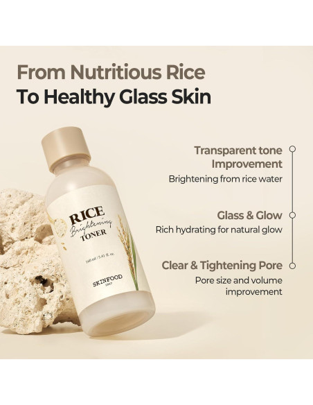 Tónico Facial Iluminador de Arroz Skinfood 160ml - Hidratante Vegano