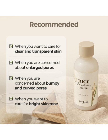 Tónico Facial Iluminador de Arroz Skinfood 160ml - Hidratante Vegano