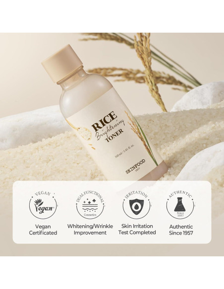 Tónico Facial Iluminador de Arroz Skinfood 160ml - Hidratante Vegano