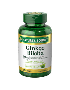 Nature's Bounty Ginkgo Biloba 60 mg 200 Cápsulas Suplemento