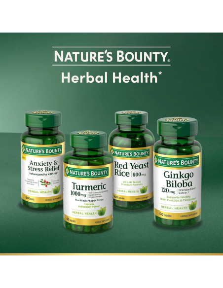 Nature's Bounty Ginkgo Biloba 60 mg 200 Cápsulas Suplemento