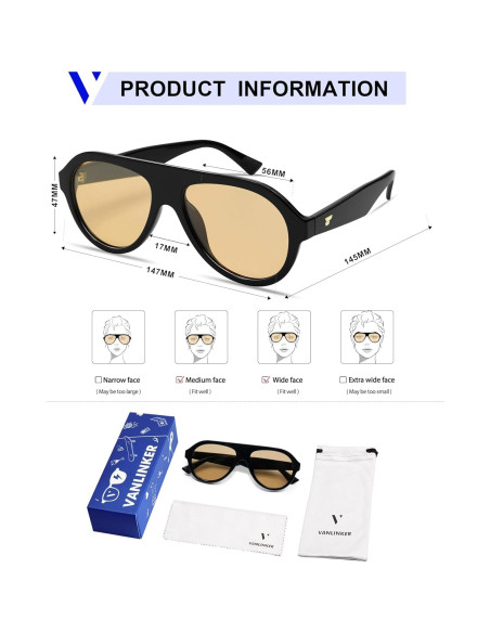 Gafas de sol aviador polarizadas VANLINKER VL9750 unisex