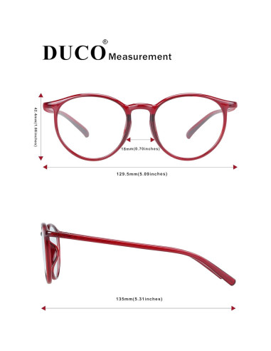 Gafas de Lectura DUCO Superligeras con Filtro Luz Azul - Rojo Vino