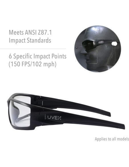Gafas de Seguridad Uvex Hypershock S2945, Marco Negro, Lente Espejado