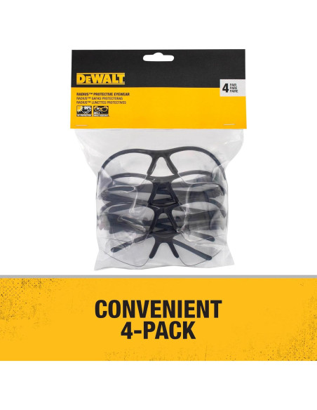 Gafas de Protección DEWALT DPG51 Unisex - Paquete de 4
