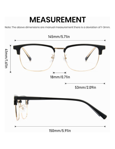 Gafas Anti Luz Azul Cyxus 8217 para Hombres con Montura Metal