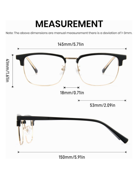 Gafas Anti Luz Azul Cyxus 8217 para Hombres con Montura Metal