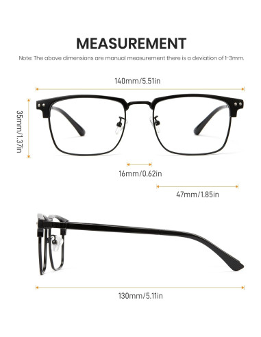 Gafas de bloqueo de luz azul Cyxus 8133 para hombres - Marco medio aro