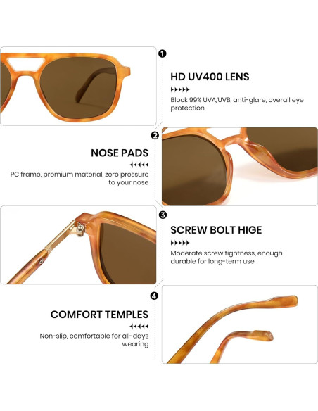 Gafas de sol retro Cyxus para mujeres con lentes polarizados UV Gafas de sol retro Cyxus para mujeres con lentes polarizados UV