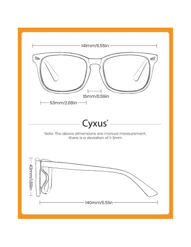 Gafas de bloqueo de luz azul Cyxus 2-Pack unisex, marco retro