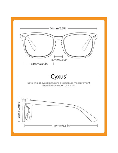 Gafas de bloqueo de luz azul Cyxus 2-Pack unisex, marco retro
