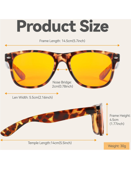 Gafas bloqueadoras luz azul VIKISOIO Tortuga-Ámbar Max 99%