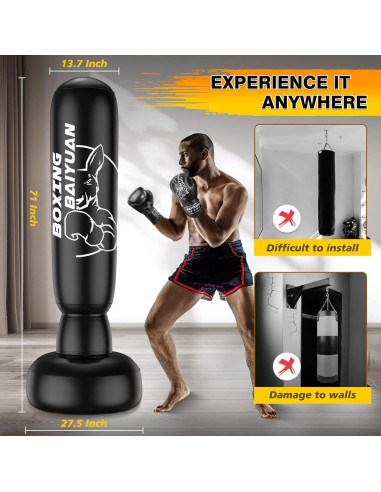 Saco de Boxeo Freestanding BaiYuan 180 cm con Guantes y Bomba
