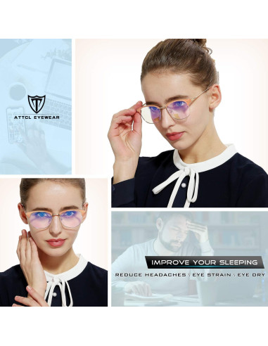 Gafas de Bloqueo de Luz Azul ATTCL Modelo 8001 Rosa Oro