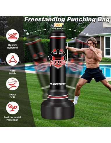 Bolsa de Boxeo de Pie JUOIFIP 177.8 cm con Guantes y Bomba