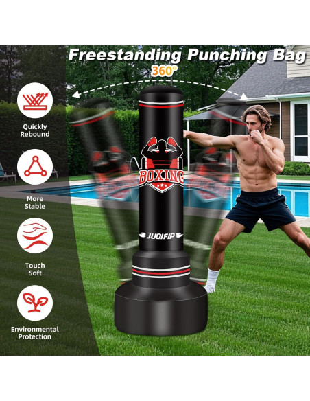 Bolsa de Boxeo de Pie JUOIFIP 177.8 cm con Guantes y Bomba