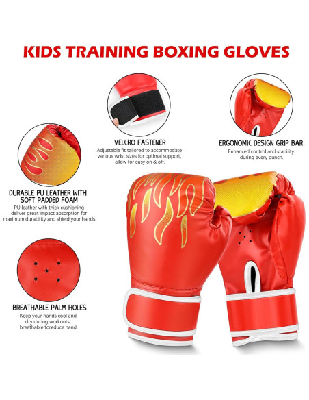 Juego de Guantes de Boxeo YORWHIN 3 en 1 para Niños