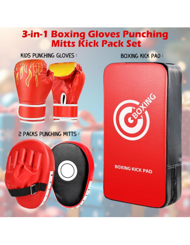 Juego de Guantes de Boxeo YORWHIN 3 en 1 para Niños