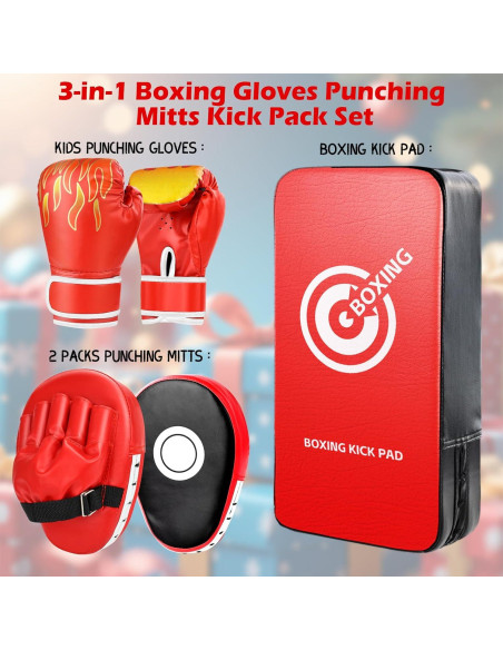 Juego de Guantes de Boxeo YORWHIN 3 en 1 para Niños