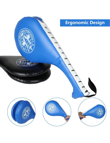 4 Almohadillas de Patada Taekwondo EATHEATY Azul y Negro
