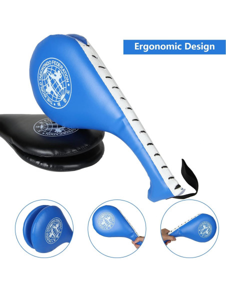 4 Almohadillas de Patada Taekwondo EATHEATY Azul y Negro