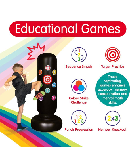 Bolsa de Golpes Inflable para Niños Colores del Arcoíris 80cm