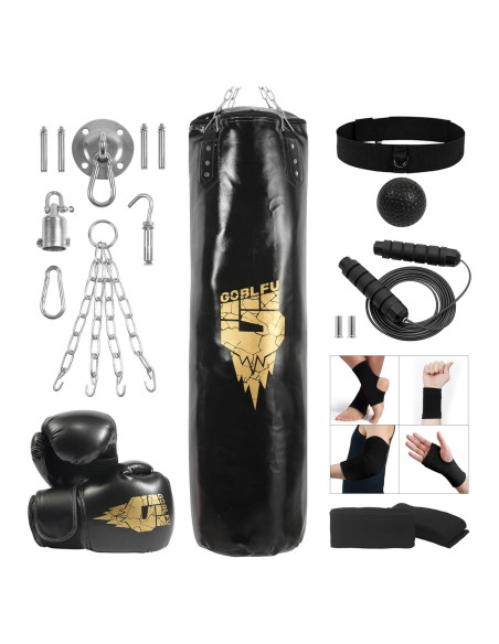 Saco de Boxeo Colgante Goblfu 121.92 cm + Guantes 10 OZ