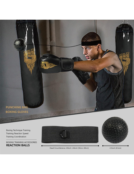 Saco de Boxeo Colgante Goblfu 121.92 cm + Guantes 10 OZ