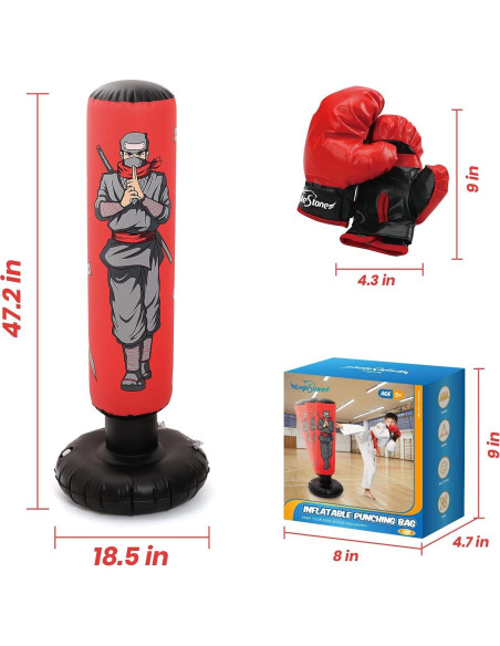 Bolsa de Boxeo Inflable EagleStone 119.88 cm con Guantes
