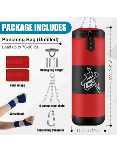 Saco de Boxeo Leyndo 80 cm PU Colgante para Kickboxing 2