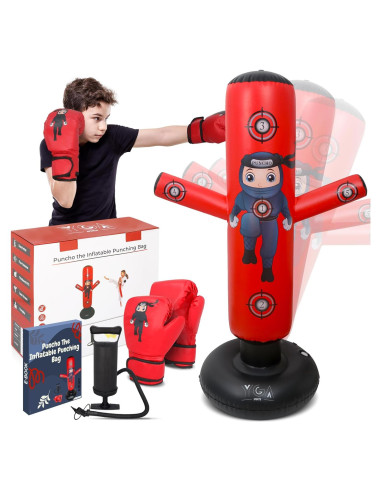 Saco de Boxeo Inflable para Niños YGA Sports 160 cm Rojo