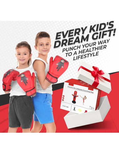 Saco de Boxeo Inflable para Niños YGA Sports 160 cm Rojo
