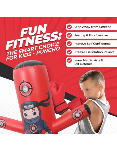 Saco de Boxeo Inflable para Niños YGA Sports 160 cm Rojo