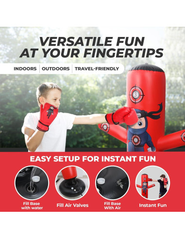 Saco de Boxeo Inflable para Niños YGA Sports 160 cm Rojo