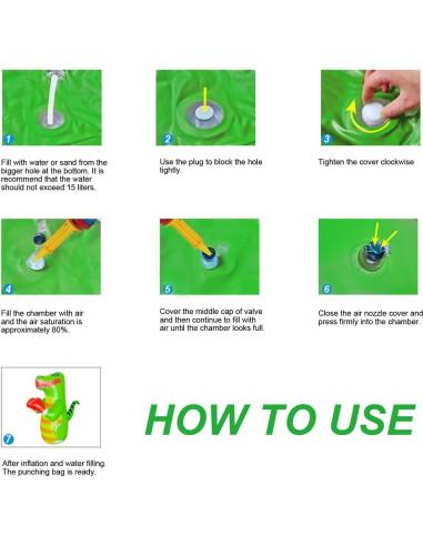 Bolsa de Boxeo Inflable OLNIEZZL Dinosaurio 119.4 cm para Niños