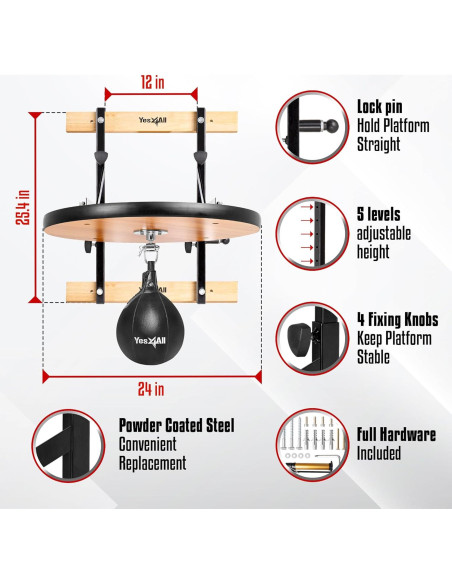 Plataforma de Bolsa de Velocidad Ajustable Yes4All 24" Boxeo