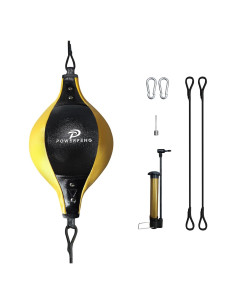 Saco de Boxeo Doble Cabeza Powerfeng - PVC, 0.32 kg, Negro Amarillo
