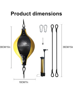 Saco de Boxeo Doble Cabeza Powerfeng - PVC, 0.32 kg, Negro Amarillo 2