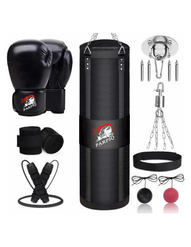 Saco de Boxeo Colgante PARPIQ 4FT + Guantes 12oz + Soporte