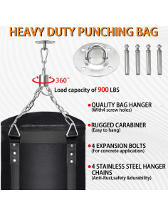 Saco de Boxeo Colgante PARPIQ 4FT + Guantes 12oz + Soporte 2