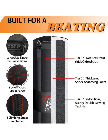 Saco de Boxeo Colgante PARPIQ 4FT + Guantes 12oz + Soporte