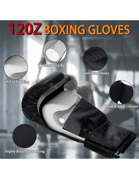 Saco de Boxeo Colgante PARPIQ 4FT + Guantes 12oz + Soporte