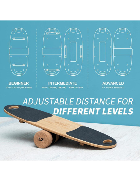 Tabla de Equilibrio XCMAN de Bambú con Paradas Ajustables 73cm